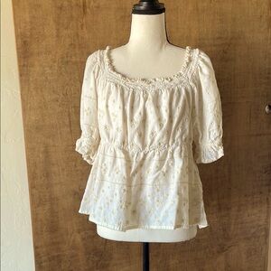 Old Navy Cream Embroidered Women's Top